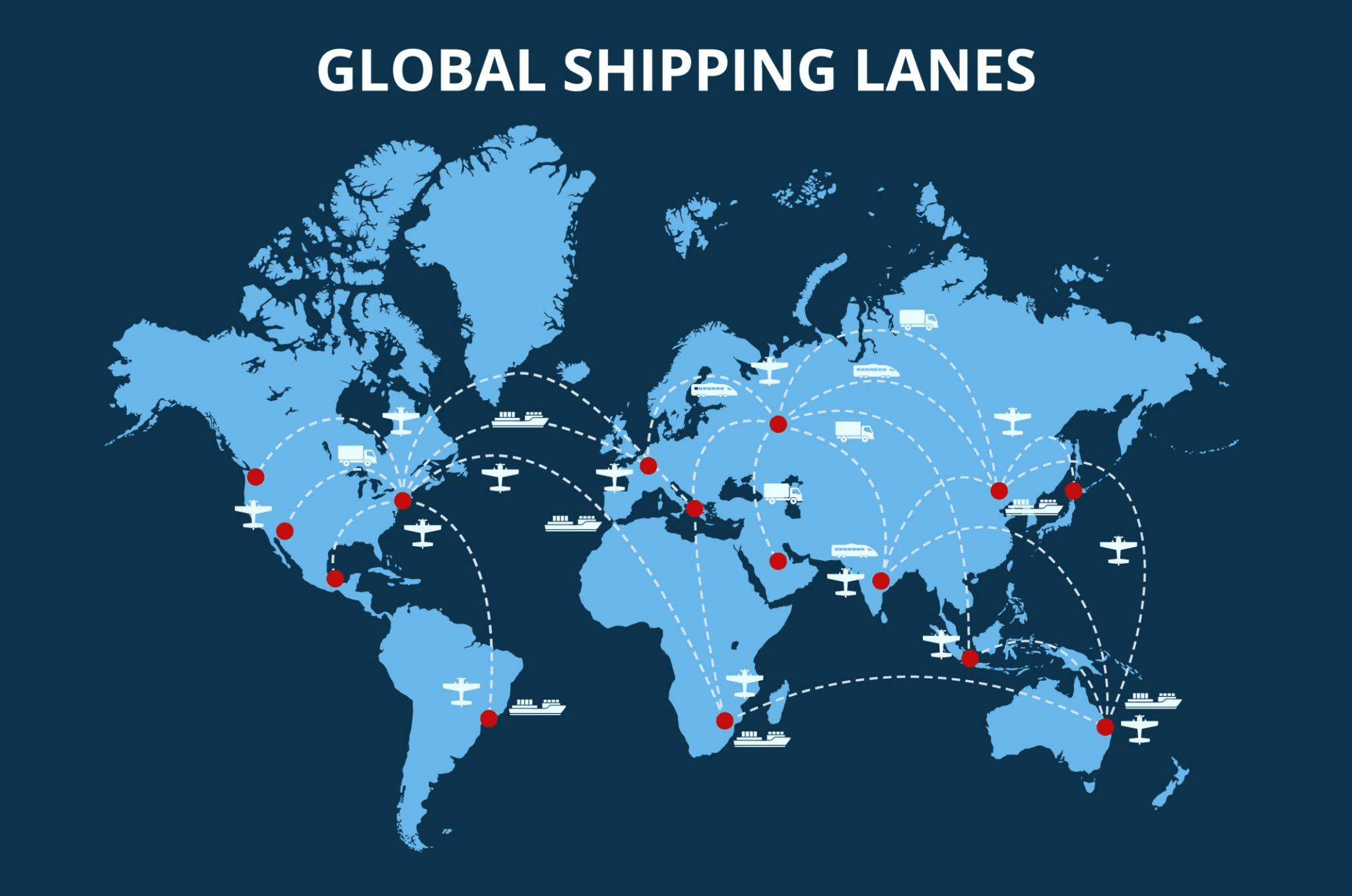 Global container logistics network across major international trade corridors