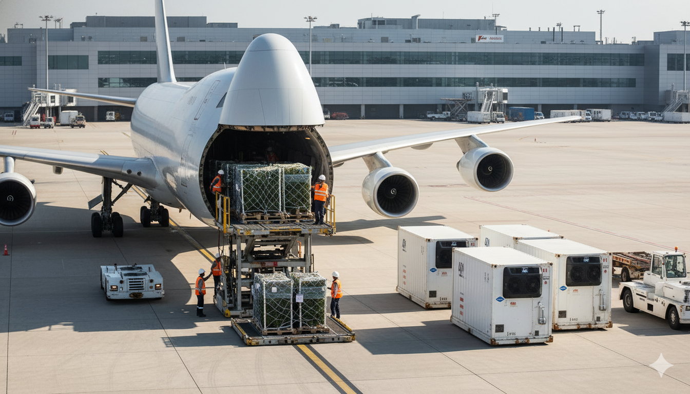 Air freight of live apple plants with cold chain compliance